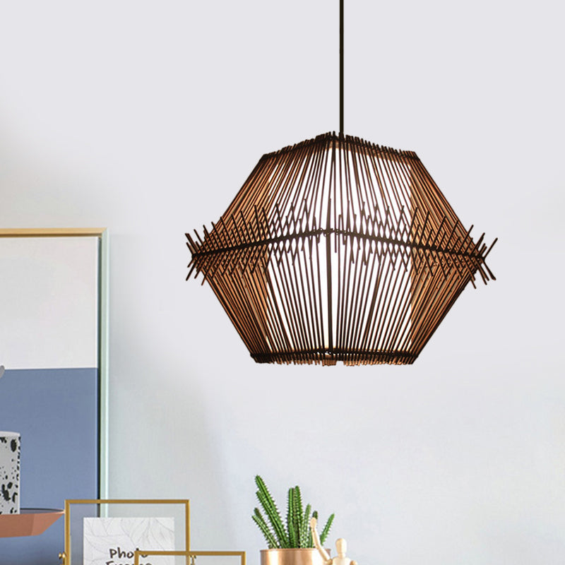 Plafond suspendu tissé Bamboo contemporain 1 pendentif de chute en bois de tête avec / sans teinte