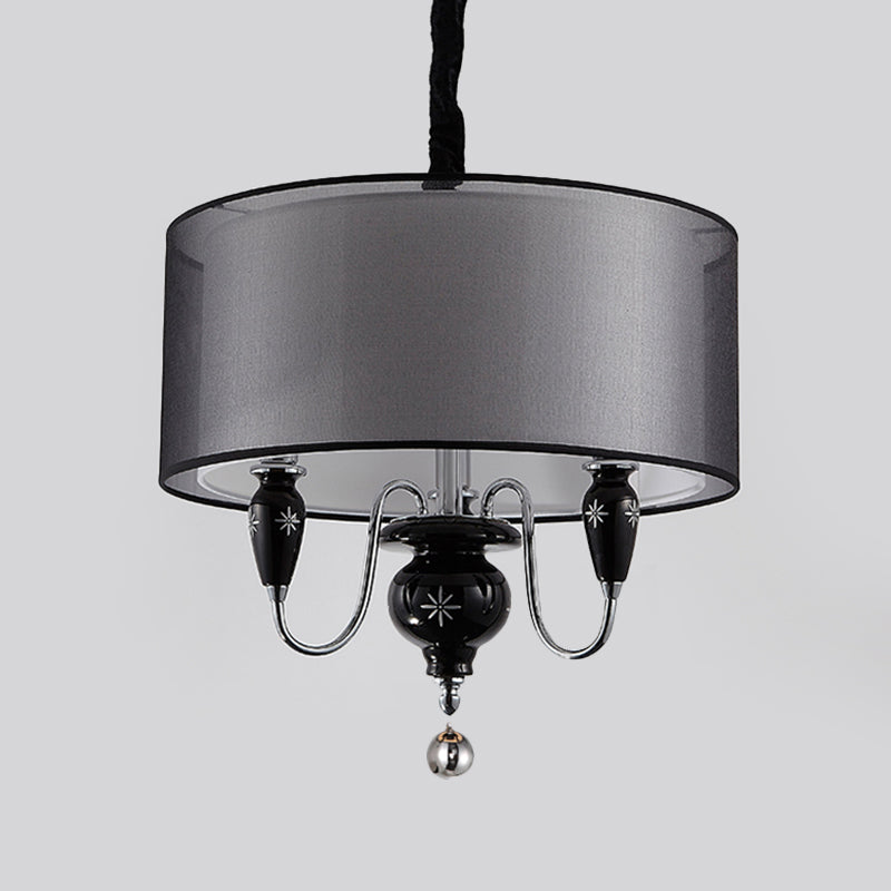 Fassoso lampadario in tessuto a 3 luci Classic Classic Black Drum Dining Room Aipant Segret