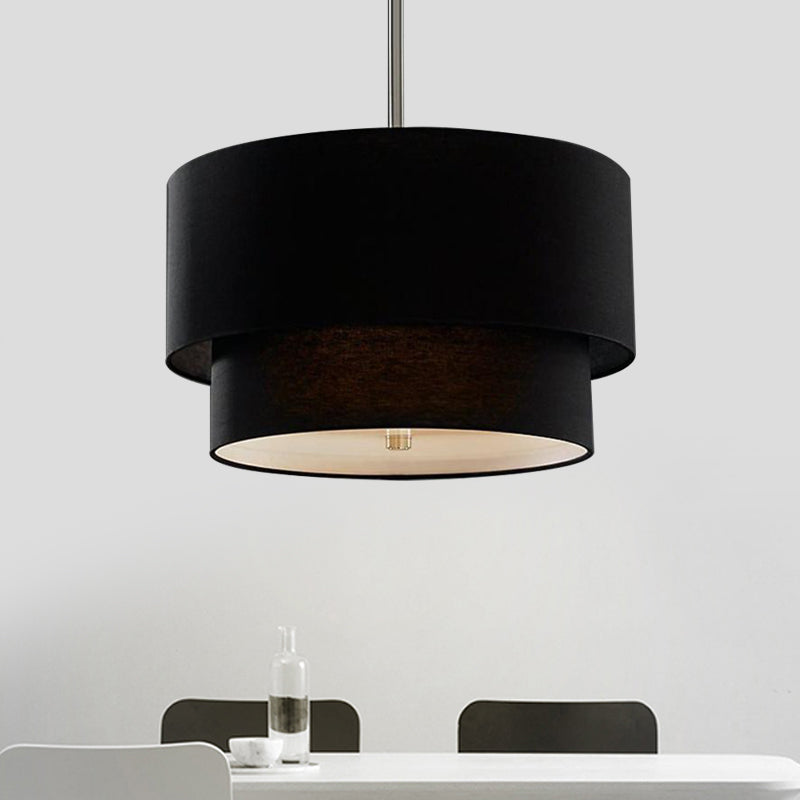 Luz de 3 luces Luz de techo Camando de tela concéntrica de nivel concéntrico tradicional en negro/blanco/lino, 16 "/19.5" /23.5 "de ancho