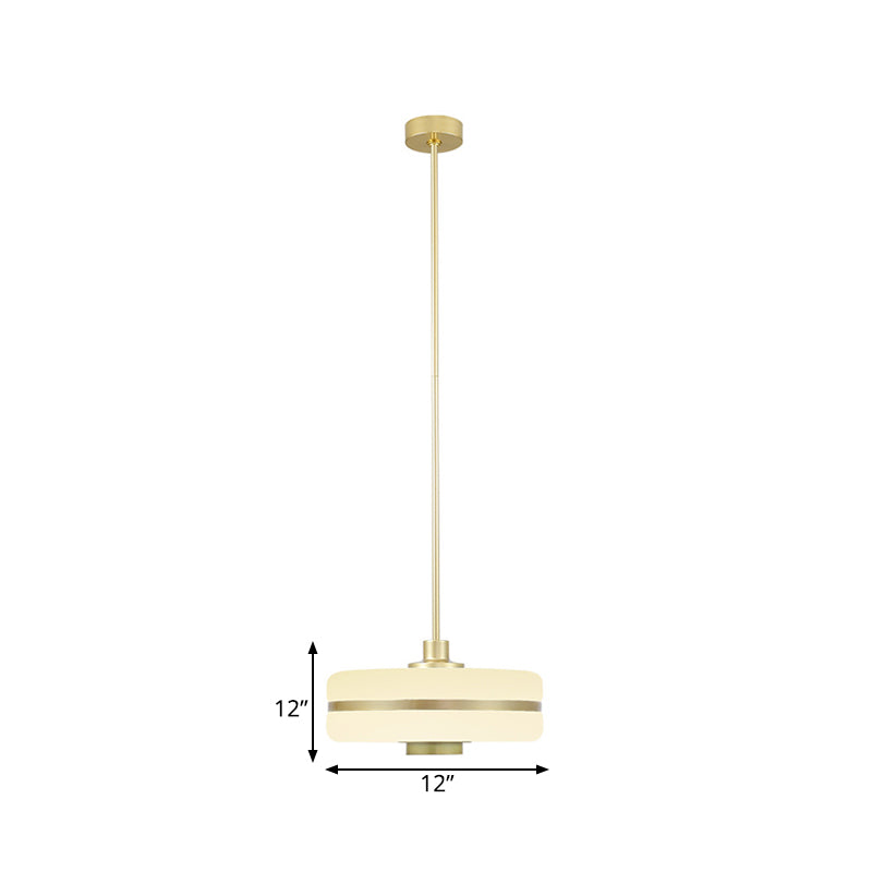Drum Pendant Light Fixture Postmodern White Glass 1 Light Bedroom Hanging Ceiling Light