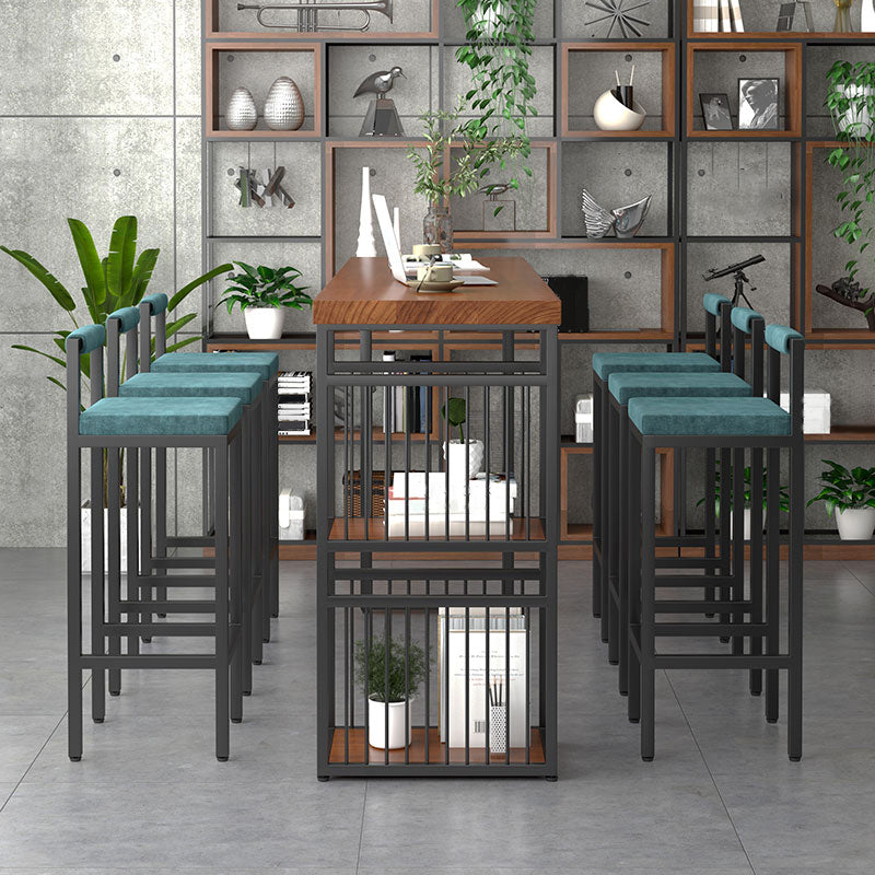 Modern 1/4/7 Pieces Bar Table Set Rectangle Pine Wood Counter Table with High Stools