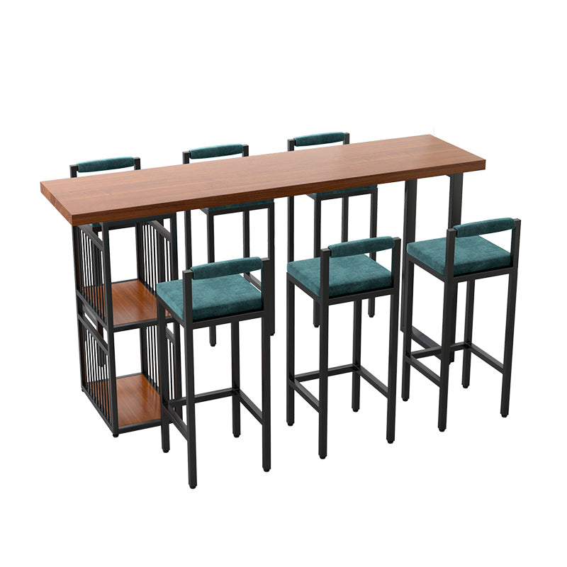 Modern 1/4/7 Pieces Bar Table Set Rectangle Pine Wood Counter Table with High Stools