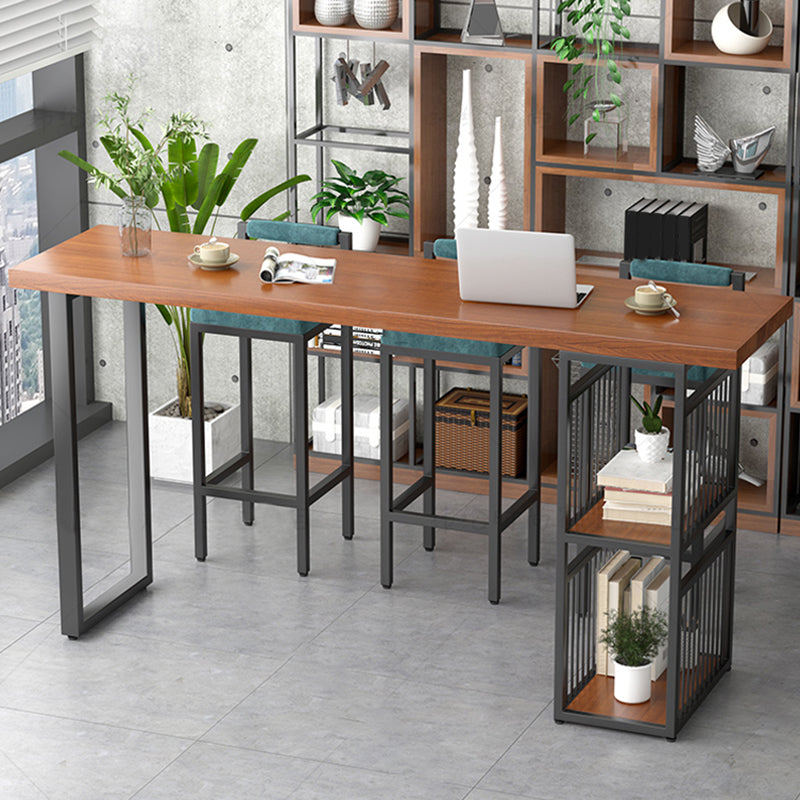 Modern 1/4/7 Pieces Bar Table Set Rectangle Pine Wood Counter Table with High Stools