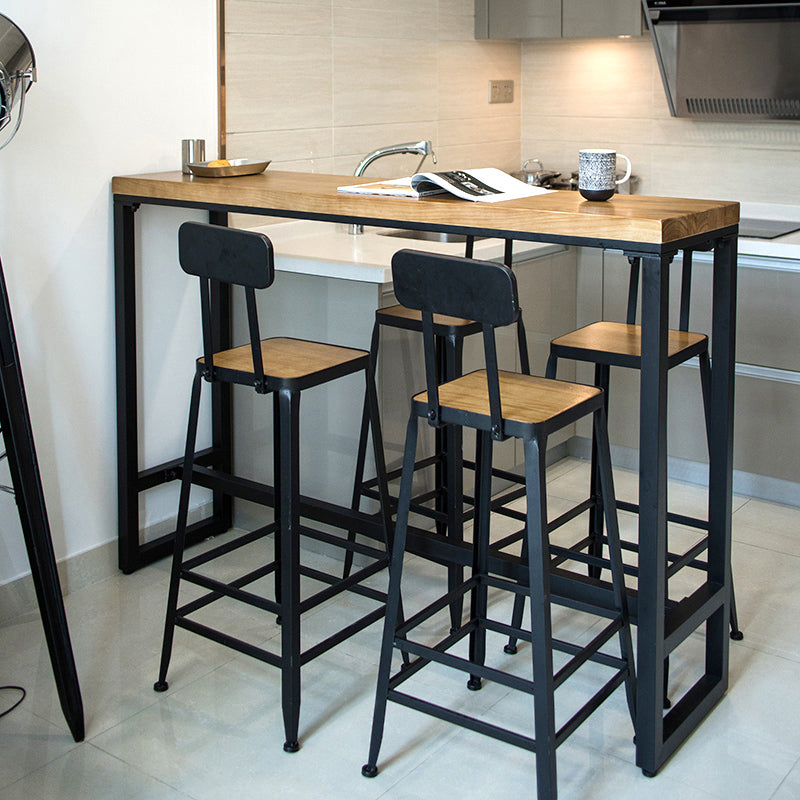 1/5 Pieces Industrial Rectangular Pub Table Set Wooden Counter Table with High Stools