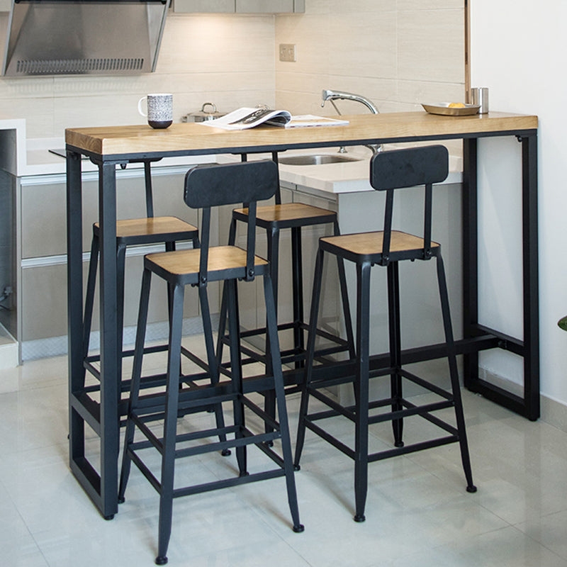 1/5 Pieces Industrial Rectangular Pub Table Set Wooden Counter Table with High Stools