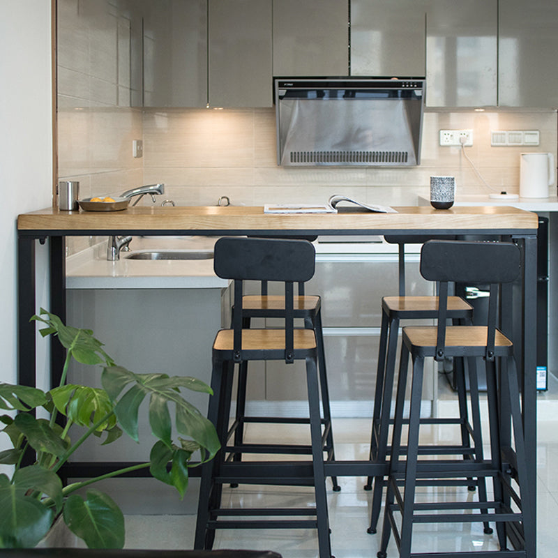 1/5 Pieces Industrial Rectangular Pub Table Set Wooden Counter Table with High Stools