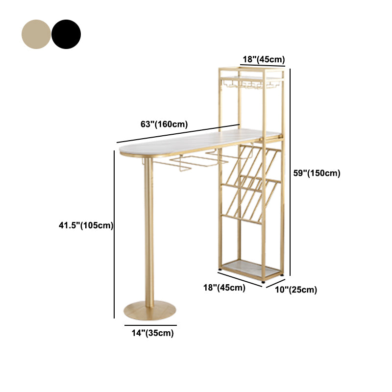 Glam Stone Bar Table Set 1/3 Pieces Counter Table with Metal Stools