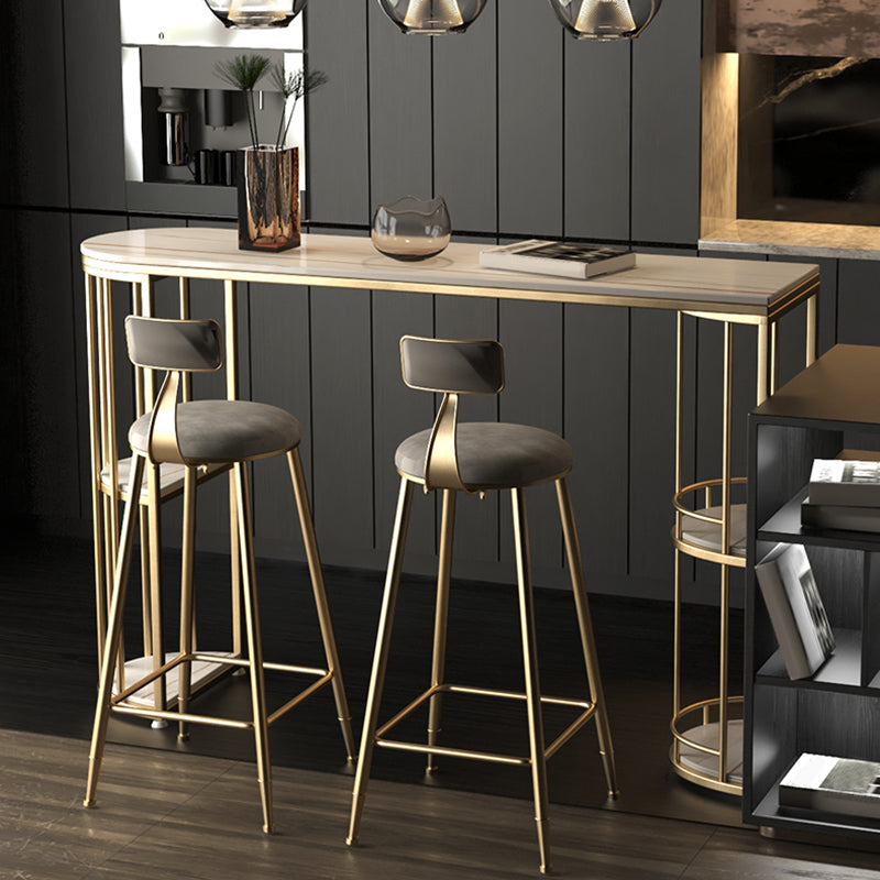 Indoor Oval Pub Dining Set 1/2/3 Pieces Stone and Metal Pub Set with Storage