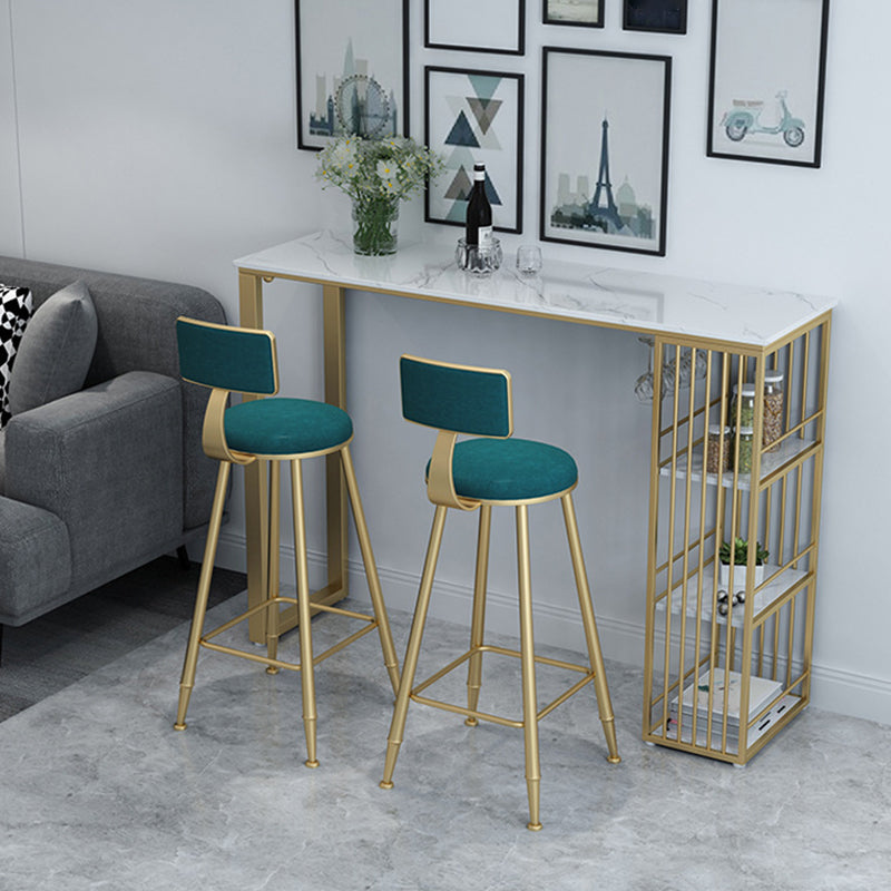 1/4 Pieces Luxurious Rectangle Pub Table Set Marble Counter Table Set with High Stools