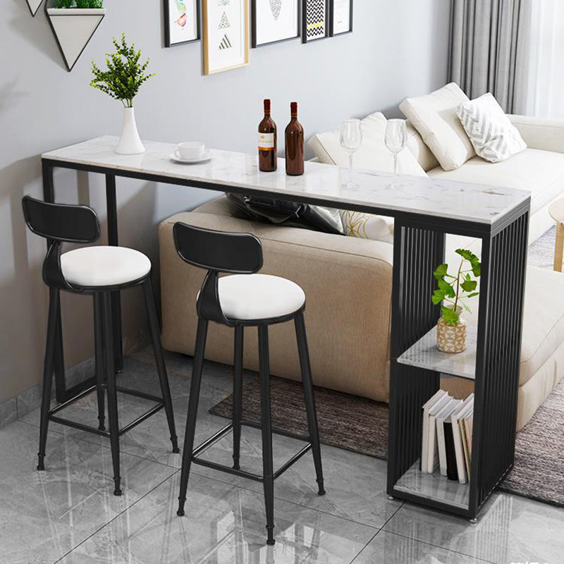 Glam Stone Bar Table Set 1/3 Pieces Rectangle Counter Table Set for Indoor