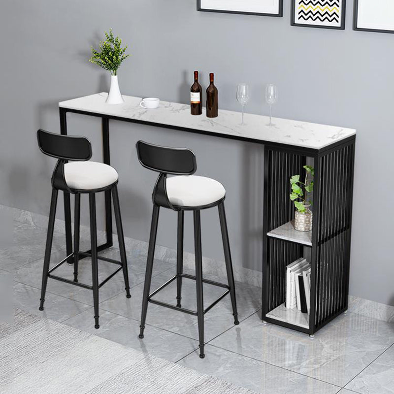 Glam Stone Bar Table Set 1/3 Pieces Rectangle Counter Table Set for Indoor