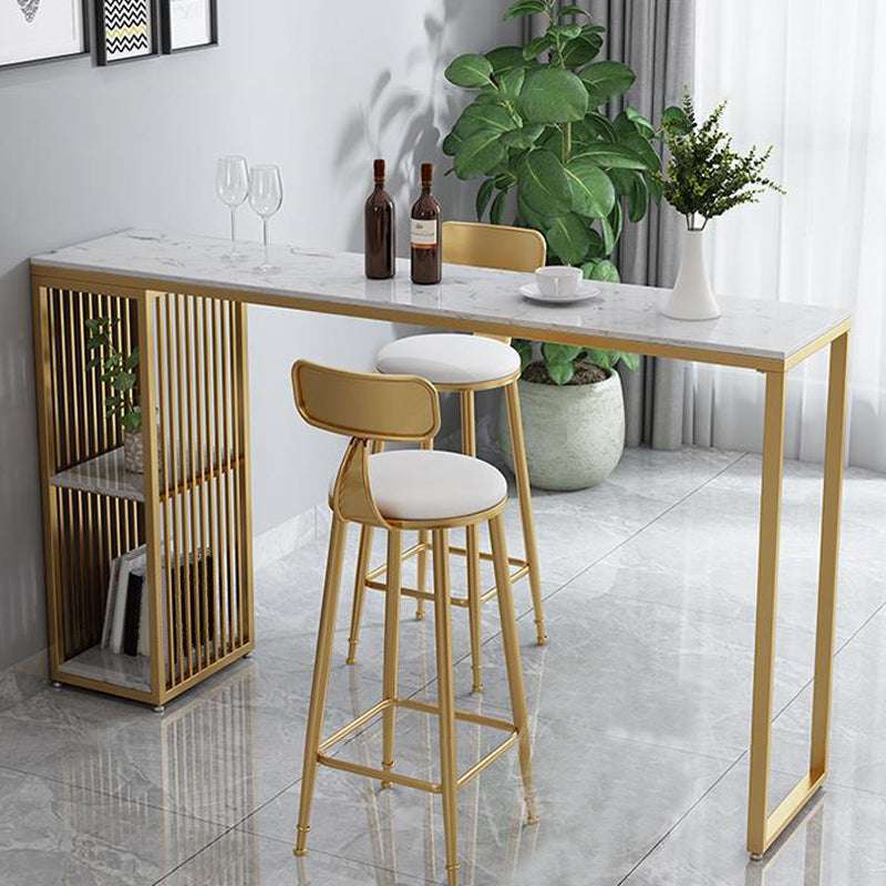 Glam Stone Bar Table Set 1/3 Pieces Rectangle Counter Table Set for Indoor