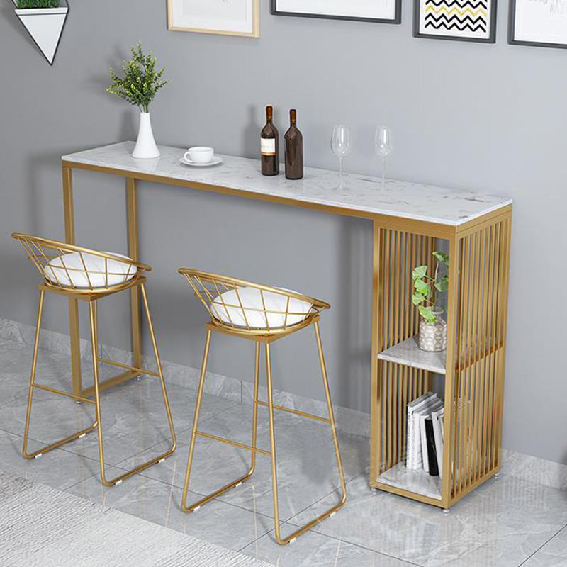 Glam Stone Bar Table Set 1/3 Pieces Rectangle Counter Table Set for Indoor