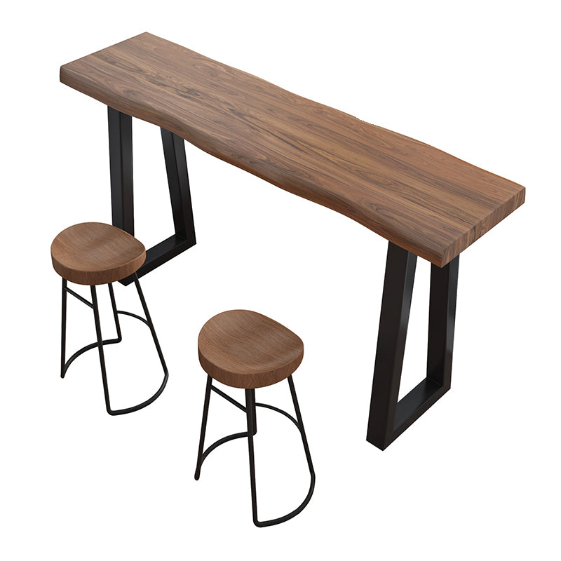 Industrial Counter Height Set 1/2/3 Pcs Solid Wood Bar Table and Stools