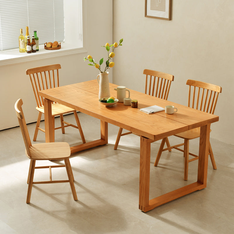Modern 1/3/3/5 Pieces Dining Set Rectangle Solid Wood Dinette Set in Natural
