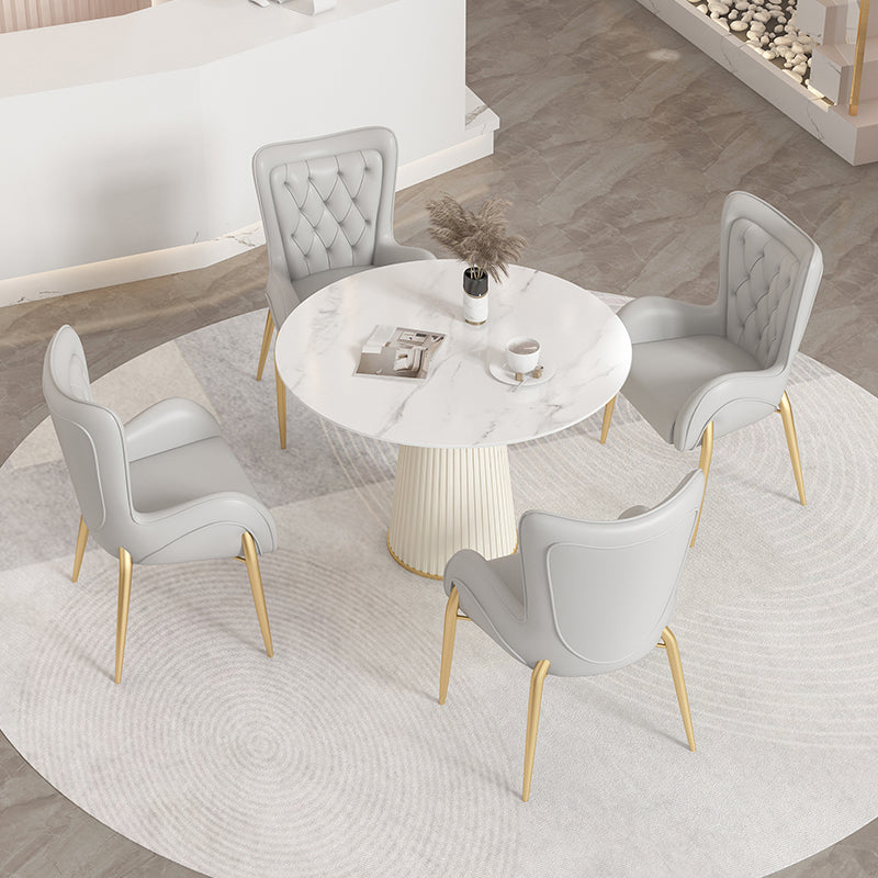 Nordic 1/4/5 Pieces Dining Set Round Stone Dining Table for Dining Room
