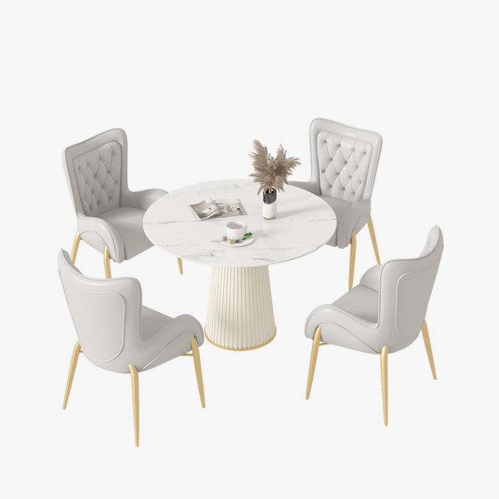 Nordic 1/4/5 Pieces Dining Set Round Stone Dining Table for Dining Room