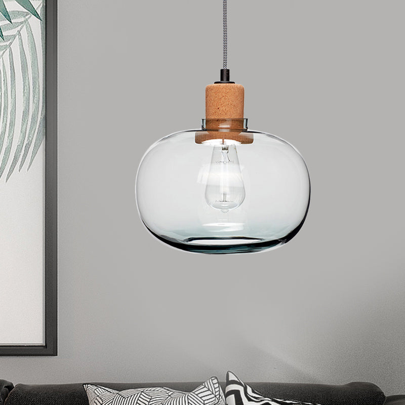 Kit de pendentif en verre en verre transparent transparent moderne 1 têtes de tête d'éclairage suspendu avec liège avec liège