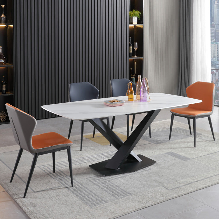 Rectangular Sintered Stone Dining Table Modern Dining Table with Steel Base for Home