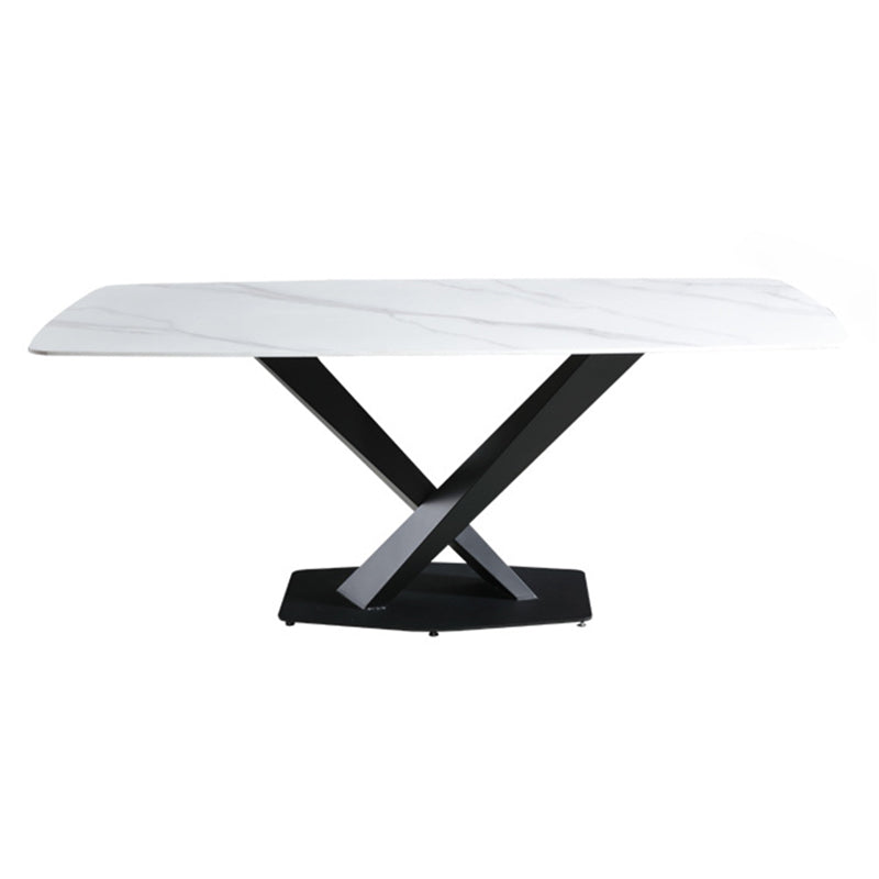 Rectangular Sintered Stone Dining Table Modern Dining Table with Steel Base for Home