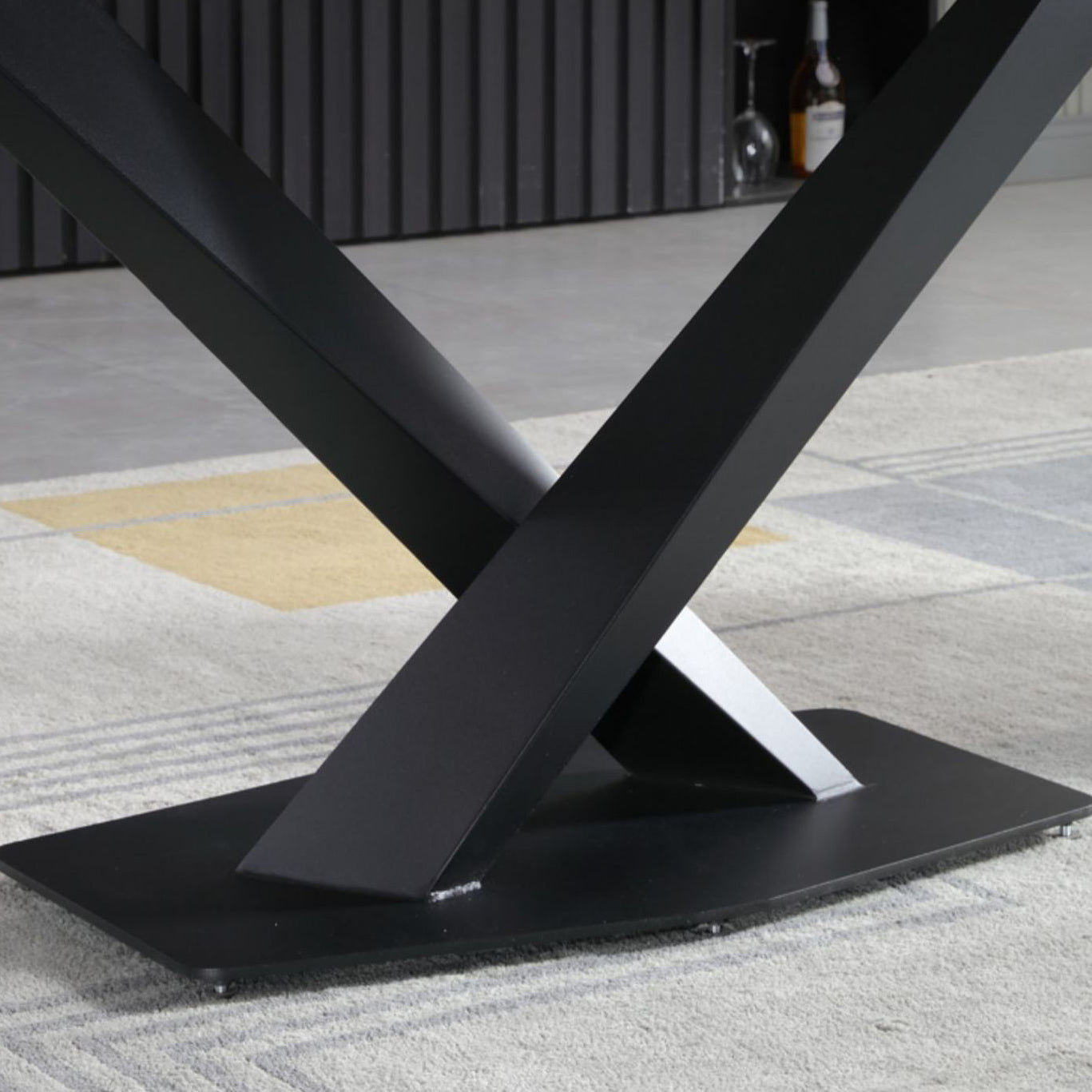 Rectangular Sintered Stone Dining Table Modern Dining Table with Steel Base for Home