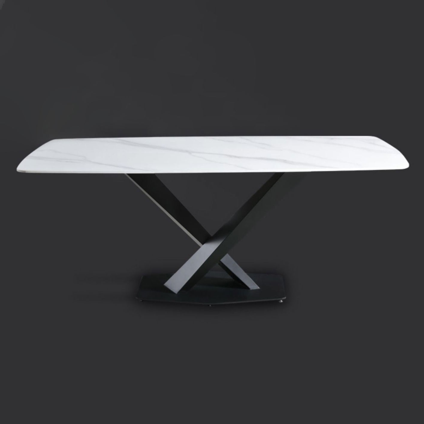 Rectangular Sintered Stone Dining Table Modern Dining Table with Steel Base for Home