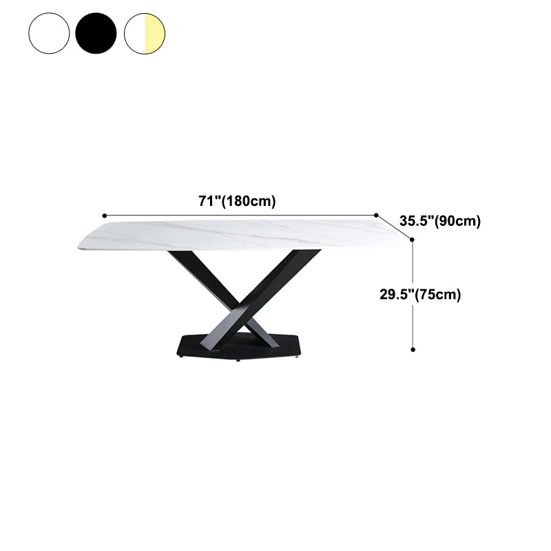 Rectangular Sintered Stone Dining Table Modern Dining Table with Steel Base for Home