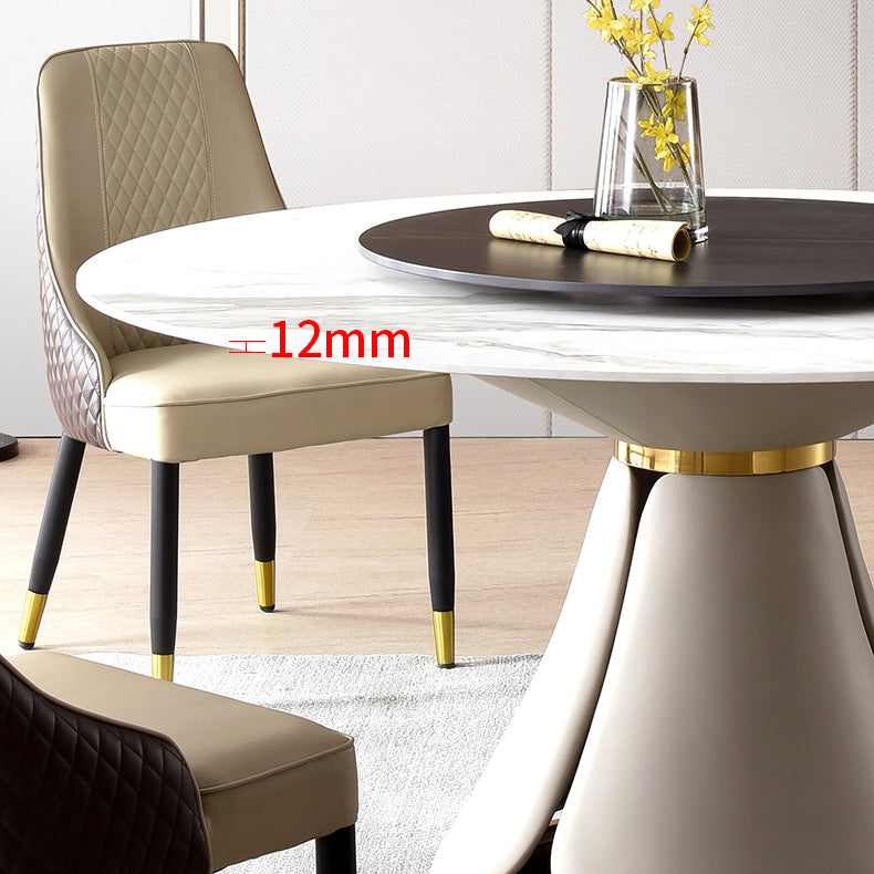 Traditional Luxury Dining Table Round Dining Table with Stainless Steel Pedestal