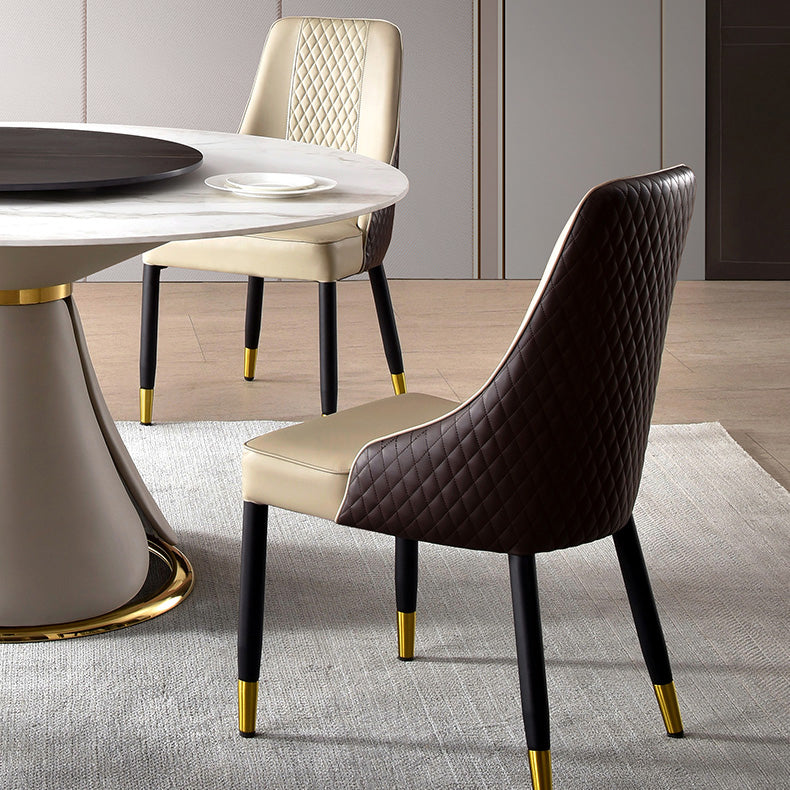 Traditional Luxury Dining Table Round Dining Table with Stainless Steel Pedestal