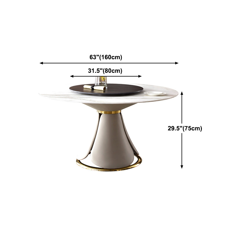 Traditional Luxury Dining Table Round Dining Table with Stainless Steel Pedestal