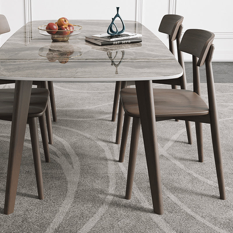 Mid-Century Modern Dining Table Rectangle Dining Table with 4 Legs