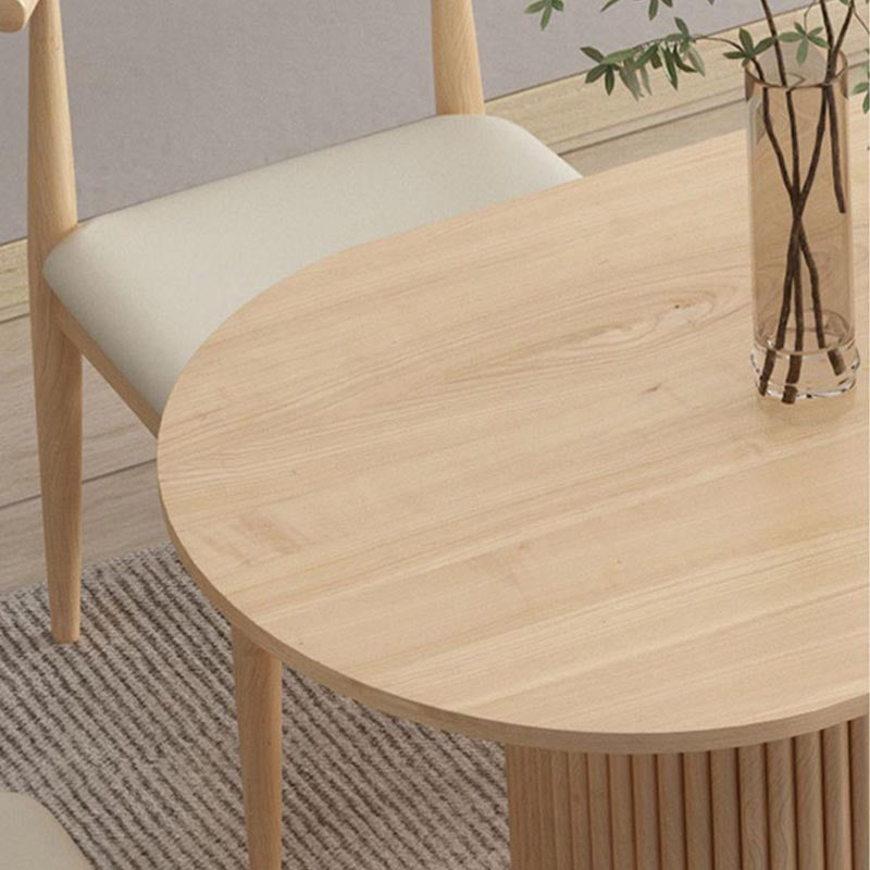 Modern Wood Double Pedestal Dining Table Natural Oval Table for Kitchen