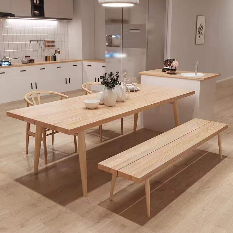 Natural Wood Rectangle Dining Table Ash Modern Table with 4 Legs