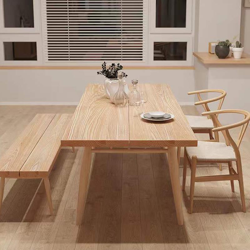 Natural Wood Rectangle Dining Table Ash Modern Table with 4 Legs