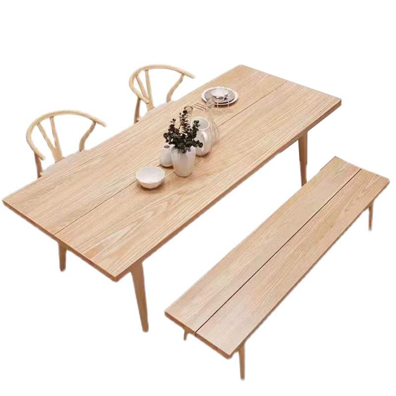 Natural Wood Rectangle Dining Table Ash Modern Table with 4 Legs