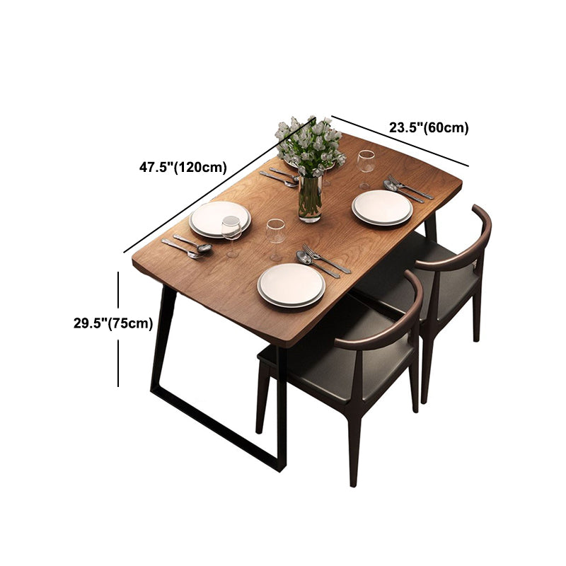 Metal Sled Base Dining Table Industrial Rectangle Dinette Table with Wood Top