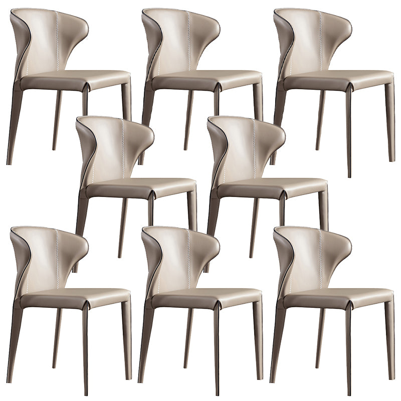 Upholstered Armless Dining Chairs Modern Faux Leather Side Chair