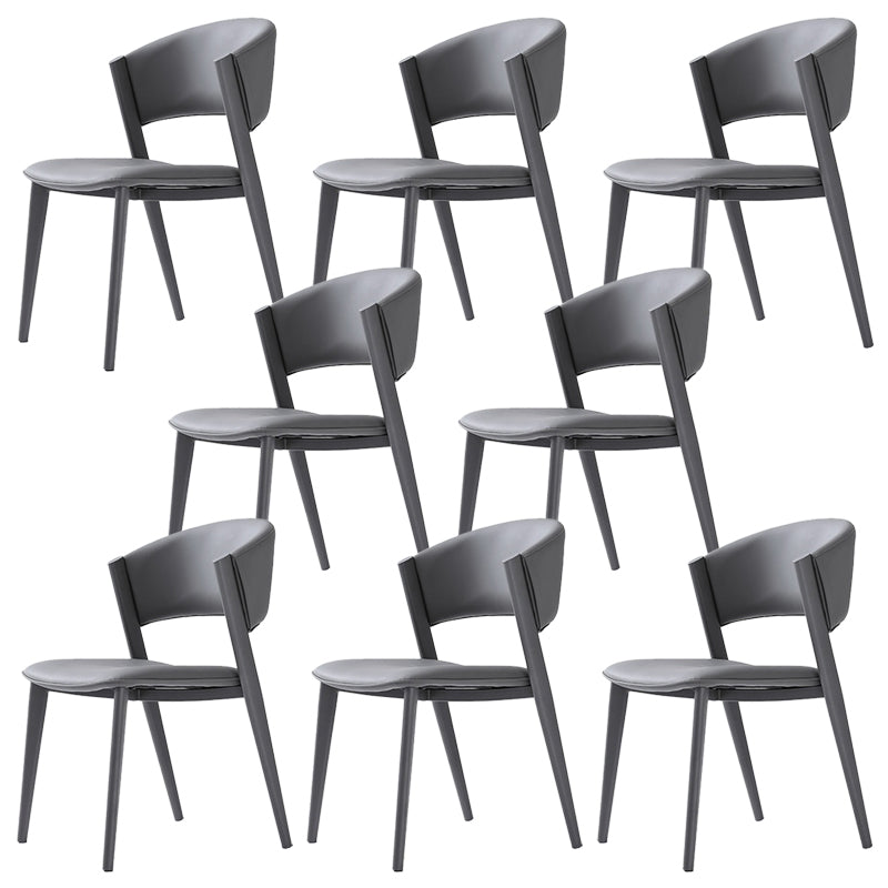 Contemporary Gray Dining Accent Chair Faux Leather Dining Side Chair