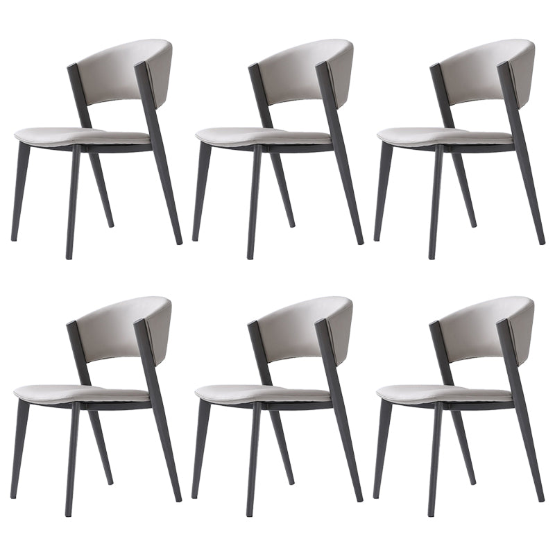 Contemporary Gray Dining Accent Chair Faux Leather Dining Side Chair