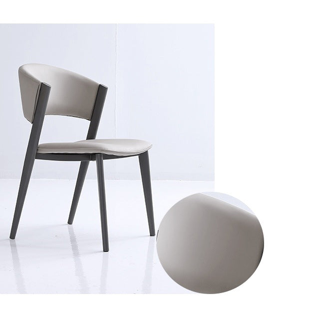 Contemporary Gray Dining Accent Chair Faux Leather Dining Side Chair