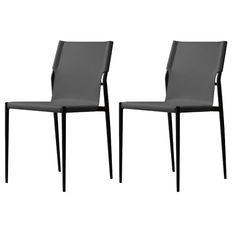 Faux Leather and Metal Dining Room Chair Contemporary Side Chair