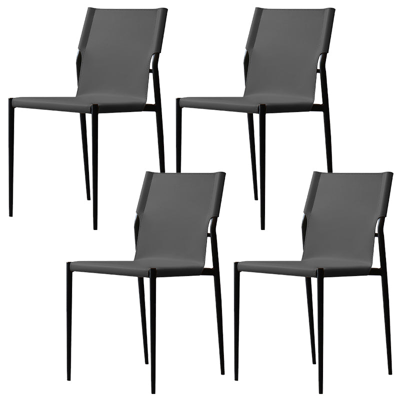 Faux Leather and Metal Dining Room Chair Contemporary Side Chair
