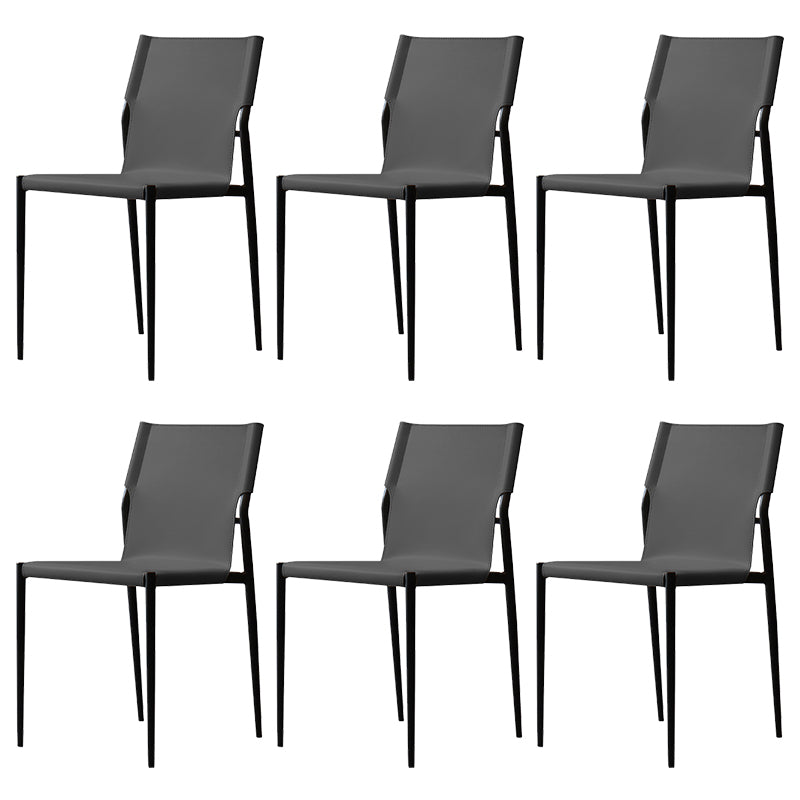 Faux Leather and Metal Dining Room Chair Contemporary Side Chair