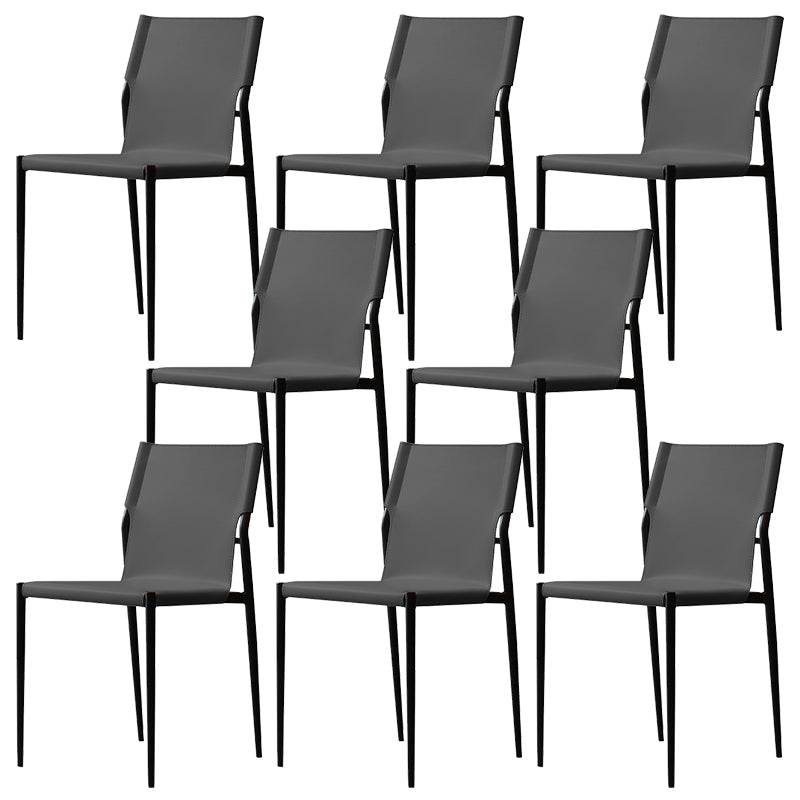 Faux Leather and Metal Dining Room Chair Contemporary Side Chair