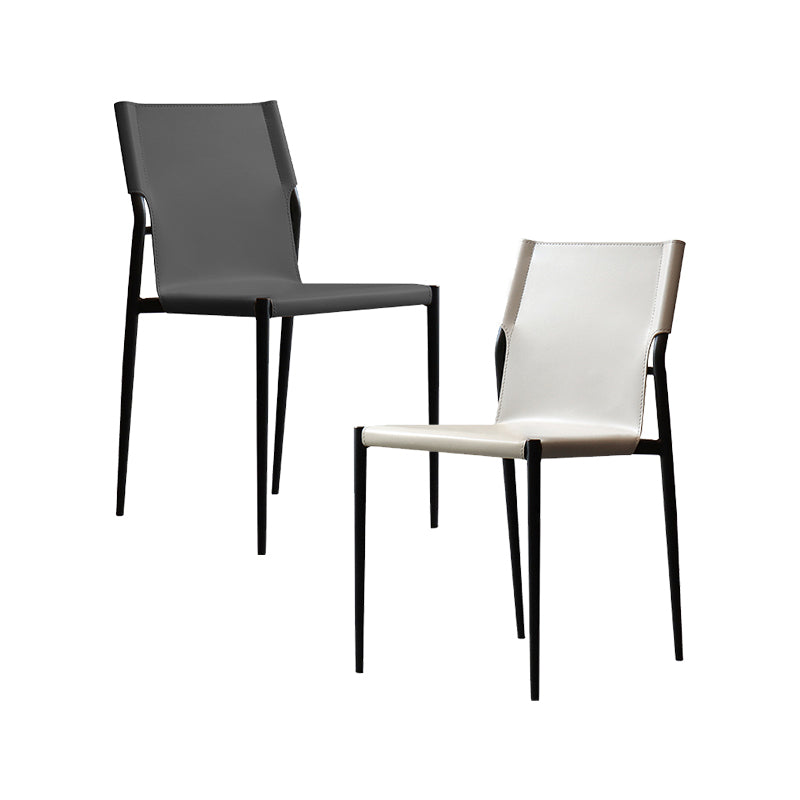 Faux Leather and Metal Dining Room Chair Contemporary Side Chair