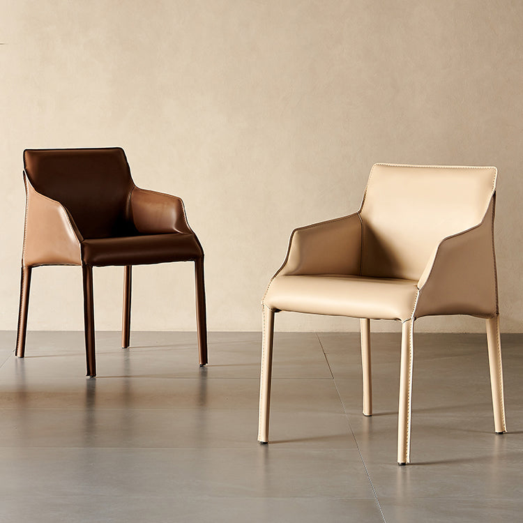 Faux Leather Arm Chair Upholstered Dining Room Chair for Home
