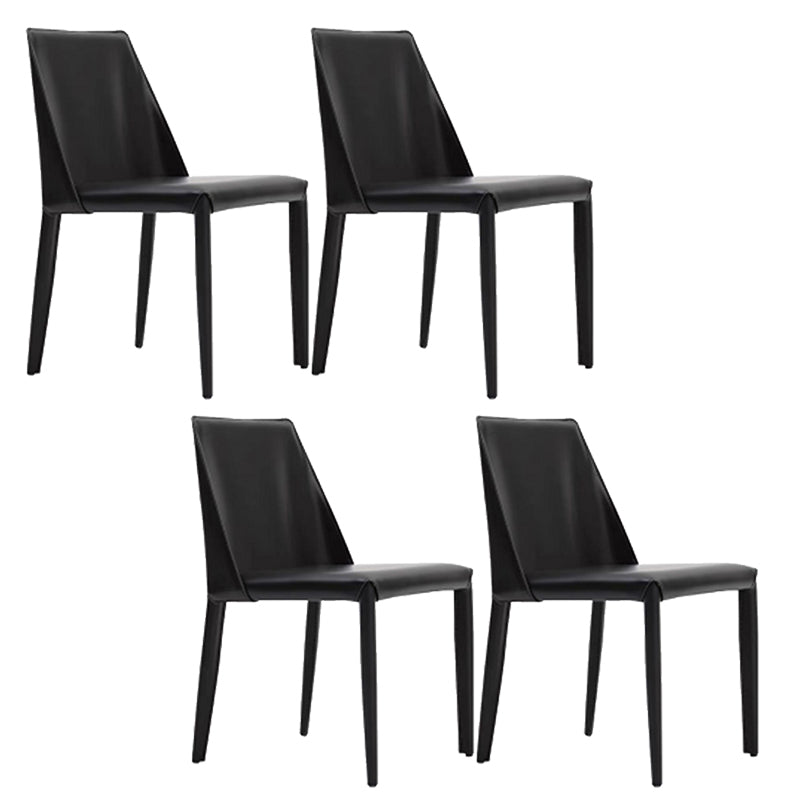 Contemporary Armless Home Side Chair Faux Leather Low Back Dining Chair