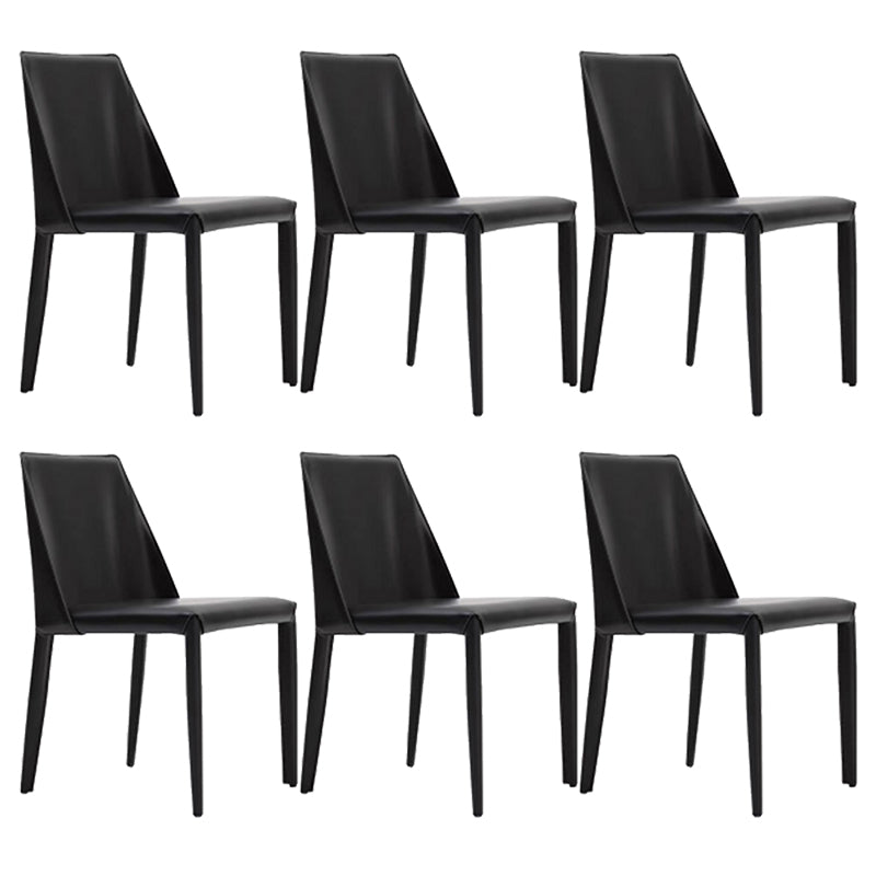 Contemporary Armless Home Side Chair Faux Leather Low Back Dining Chair