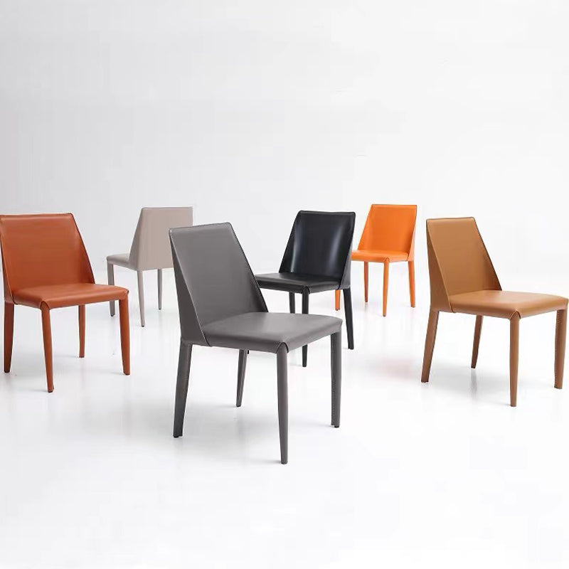 Contemporary Armless Home Side Chair Faux Leather Low Back Dining Chair