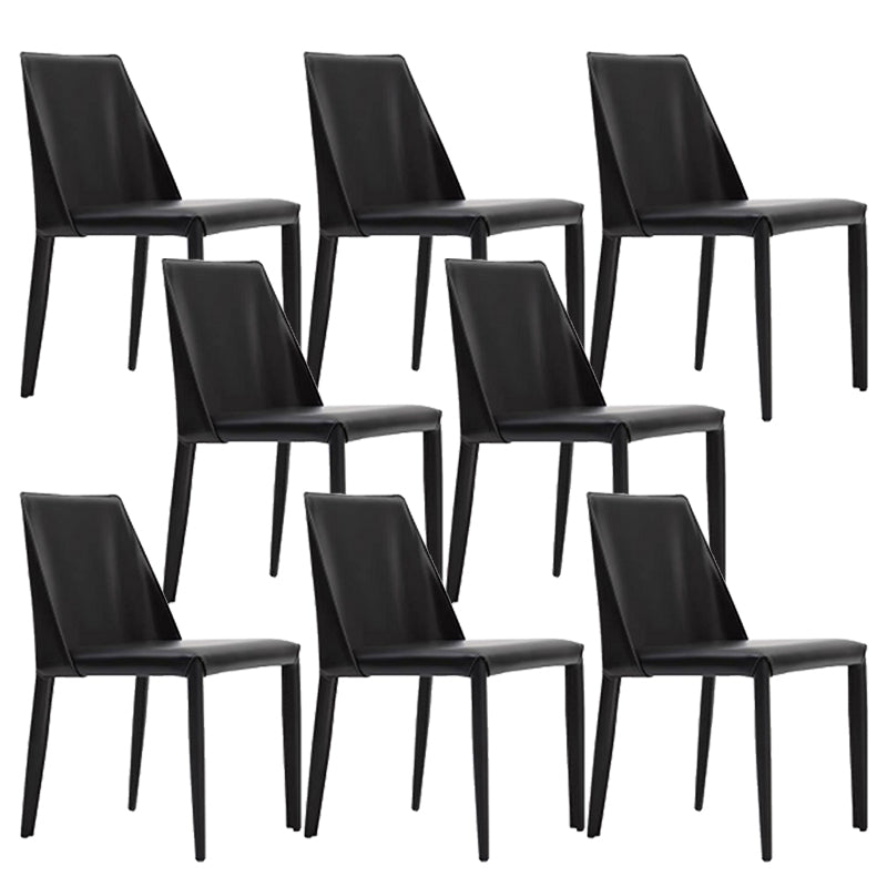 Contemporary Armless Home Side Chair Faux Leather Low Back Dining Chair